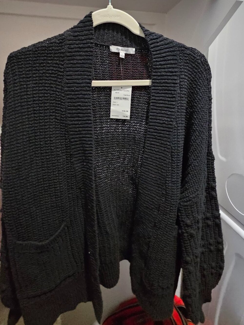 NWT Madewell Bobble Cardigan Sweater Women's Size L Black